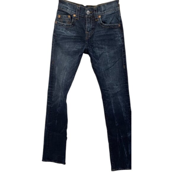 True Religion Ricky Relaxed Straight Jeans Mens Blue Denim Distressed Size 28 - Picture 1 of 4